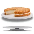 Fino Casa drehbare Marmorplatte rund Tortenplatte Kuchenplatte Wurstplatte Käseplatte Marmor Platte Servierplatte mit Fuss Servierteller weiß Drehteller Etagere Tortenständer Deko Tablett Tischdeko