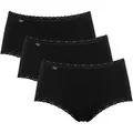 sloggi Midislip 24/7 Cotton Lace (3er Pack) mit zarter Spitze, Baumwollmischung. blickdicht, hüftiger Schnitt schwarz 38
