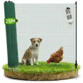 Arebos Mobiler Begrenzungszaun 25 m Flexibler Gartenzaun 90 cm Absperrnetz mit 15 Pfosten für Hunde, Hühner & Kleintiere wetterfest - Grün