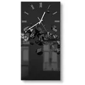DEQORI Wanduhr 'Geometrische Kometen' (Glas Glasuhr modern Wand Uhr Design Küchenuhr) schwarz 30 cm x 60 cm