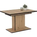 Säulentisch/Esstisch Ariana-Nachbildung Artisan Eiche Kanten schwarz-ausziehbar-120-160cm breit - Hellbraun/Schwarz
