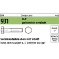 Sechskantschraube Din 931 M.schaft M 36 X 260 8.8 Galvanisch Verzinkt