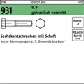 000931081000360260 Sechskantschraube DIN 931 m.Schaft M 36 x 260 8.8 galvanisch