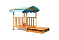 metra-direkt Sandkasten mit Spielveranda - Überdacht & Wettergeschützt - Kiefernholz, Kinder Outdoor Sandkasten