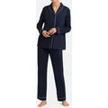 Hanro Pyjama Natural Comfort (Set, 2 tlg) Pyjama - Im klassischem Design, Schlafanzüge zum selber mixen blau XS