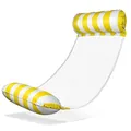 Balinco – Aufblasbare Wasserhängematte Luftmatratze mit 2 Luftkammern & Nylon Netz für Pool – Floatie Wassermatratze Relaxliege für Erwachsene & Kinder – Sommer Poolzubehör (Gelb/Weiß)