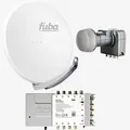 Fuba Sat Anlage 8 Teilnehmer | Satellitenschüssel Komplettset - DAA 850 W Alu Sat-Schüssel 85cm weiß + Fuba Quattro LNB + Fuba FMT508 Sat Multischa