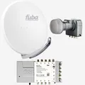 Fuba 85cm Satellitenschüssel Alu weiß Set LNB Multischalter 8 Teilnehmer