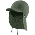 Sterntaler® Schirmmütze 50+ Schirmmütze mit Nackenschutz uni (1-St) Kinderhut aus UV-Popeline mit Bindeband und UV-Schutz 50+ grün 43 cm
