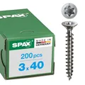 SPAX Universalschraube aus Edelstahl rostfrei A2, 3,0 x 40 mm, 200 Stück, T-STAR plus, Senkkopf, Vollgewinde, S-Spitze, 1197000300403