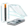 Spigen Glas.tR EZ Fit Schutzfolie kompatibel mit iPhone 16 Plus, iPhone 15 Plus, 2 Stück, Kratzfest, 9H Härte Folie