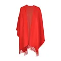 Toutacoo, Poncho mit Fransen - Damen - 05-Rot