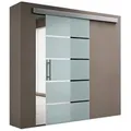 doporro Glasschiebetür Glasschiebetür ESG-Sicherheitsglas Design 5 Milchglas-Streifen Amalfi 102.5 cm x 205 cm