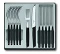 Victorinox Swiss Modern Besteck-Set für 6 Personen, 12-teilig, inkl. scharfe Messer mit Wellenschliff, Kunststoffgriffe, Schwarz