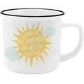 GRUSS & CO Becher mit Motiv "Sonne" | Kaffeetasse aus New Bone China Porzellan, Emaille-Optik, 35 cl | Geschenk, Geburtstagsgeschenk, Sprüchetasse | 47892