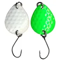 FTM Bilg Spoon - 2 Plättchen 1,7g Forellenblinker zum Spinnfischen auf Forellen & Barsche, Blinker zum Forellenangeln, Spoonblinker, Farbe:weiß-schwarz/grün