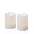 LED Mini Kerzen Echtwachskerzen flackernd mit Timer H:6cm, D:5cm - 2er Set (weiß)
