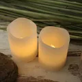 LED Kerzenset Mini Echtwachskerzen flackernd inkl. Batterien Timer 2er Set weiß