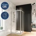 Eckeinstieg Schiebetür BREUER Fara 4 Express Q72 80-90 cm Höhe 185 cm Kunstglas Perle Profilfarbe silber matt