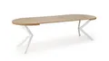 designimpex Esstisch Design rund HA-222 Eiche gold craft - Weiß ausziehbar 100 - 250 cm
