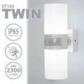LED Außenwandleuchte ST102A1 TWIN-WH – 2x10W, 2300lm, Bewegungsmelder, IP65, neutralweiß
