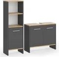 Badezimmermöbel-Set Vicco Karli Anthrazit/Goldkraft Eiche 2 Teile, Model 57971