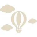 WANDStyle Wanddeko aus Holz Ballon mit Wolken 25,6 x 35 cm in der Farbe Pappel