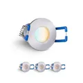 LongLife LED 4er Set Einbaustrahler Mini 3W CCT 2700K-6500K 2700K silber IP65 Dimmbare Strahler für Terrassenüberdachung, Carports, Dachüberständen