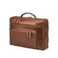 DRAKENSBERG Leder Aktentasche 'Silvio' für Herren, 2 Hauptfächer, kompakte, luxuriöse 16" Laptoptasche für Business, 14L - Kastanien-Braun, DR00503