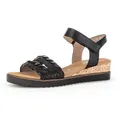 Gabor GENUA Sandalette, Sommerschuh, Sandale, Keilabsatz, mit Klettverschluss, Weite G schwarz 36 EU (3,5 UK)
