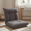 Bodensessel HWC-N44, Relaxsessel Bodenkissen Bodensofa Klappsessel 6 Relaxpositionen, stabiles Gestell Samt dunkelgrau