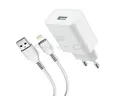 PrestiCo F6S​ Schnell Ladegerät + Ladekabel​ 1xUSB+LIGHTNING​ 2​.​1A​ white Smartphone-Kabel, Lightning, USB-A (100 cm), Schnellladefunktion 2​.​1A