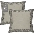 2er Set Kissenbezug Handgefertigt Frisia Grau 50x50cm - Boho Deko