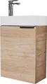 Planetmöbel Waschbeckenunterschrank inkl. Keramikwaschbecken 40cm mit Armatur chrom Gäste WC Sonoma Eiche
