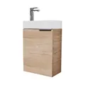 Planetmöbel Waschtisch mit Unterschrank 40 cm Waschbeckenunterschrank, Badmöbel-Set mit Waschbecken für kleine Bäder, Gäste WC, Sonoma Eiche (inkl. Armatur Chrom)