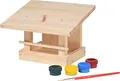 dobar® 38031FSCe Vogelfutterhaus Bastel-Set - Vogelhaus zum Selberbauen und Bemalen - Futterstation Bausatz für Wildvögel DIY-Set - Kleine Vogelvilla Massivholz inklusive Mal-Set - 22,5 x 18 x 16 cm