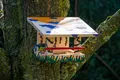 Vogelhaus Bausatz 4 Farben Malset Vogelfutterhaus Futterstation Holz Bastelset