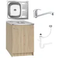 Stamar | Küchenschrank, Sonoma, Küchenunterbau, mit Spüle, mit drehbarer Armatur, 60 x 50 cm, Siphon