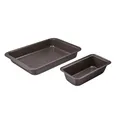 BERGNER BAKING LOVERS - Set 2PC de Horno Acero al Carbono - Incluye Moldes de 42x29x6 cm y 27.5x14x6.8 cm - Ilag Essential de 2 Capas - Diseño Chocolate - Libre de PFOA - Fácil de Limpiar