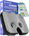 Healthfix® Orthopädisches Sitzkissen für Büro, Auto & Co.- Ergonomisches Sitzen aus Memory Foam mit entlastender Funktion des Steißbeins und der Sitzknochen (Fest (85-135 KG))