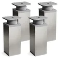 sossai® Möbelfuß Design-Möbelfüße, 4er & 8er Set, höhenverstellbar MFV1, Farbe: Inox/G, (4-St), Farbe: Inox/Grau grau 12 cm