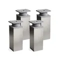 Sossai Vierkant-Möbelfüße MFV1, 4er Set, 120 mm, höhenverstellbar, Edelstahl gebürstet grau, für Schränke, Regale und Kommoden