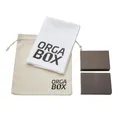ORGA-BOX Pflegeset für Bambus-Schneidebretter | 2 Schleifblöcke 180er und 320er Körnung | 25 ml Pflegeöl | 1 Mikrofaser-Pflegetuch | 1 Pflegeanleitung