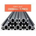 VEVOR 5er Set 2000 mm T-Nut 2040 Aluminium-Strangpressprofil, eloxierte Linearschiene nach europäischem Standard, Nutenprofil für 3D-Drucker, CNC-Maschine DIY, Lasergravur, Schwarz