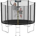 KINETIC SPORTS Trampolin Outdoor SALTO Ø 183/244/305/366/400/430/490 cm - Kindertrampolin Set mit Leiter, Netz, Randpolster, bis zu 160kg - Schwarz