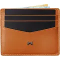 Gentlemen's Kartenetui - Kreditkartenetui aus Echtleder mit Münzfach & RFID-Schutz - Slim Wallet Herren - Geldbeutel mit Scheinfach & Tracker-Fach - Hellbraun/Braun