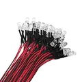 YIXISI 50 Stücke Vorverdrahtete LED, 12V Dioden Licht, 5mm LEDs, 20cm Kabel, Rot