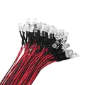 50 Stücke Vorverdrahtete LED, 12V Dioden Licht, 5mm LEDs, 20cm Kabel, Rot