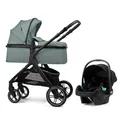 Pixini Kombi-Kinderwagen Nelio Kinderwagen 3in1 Set, mystic mint mit schwarzfarbigem Gestell