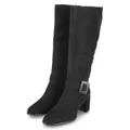 MARCO TOZZI Damen Hohe Stiefel mit Absatz Vegan mit Schnalle, Schwarz (Black Comb), 38 EU